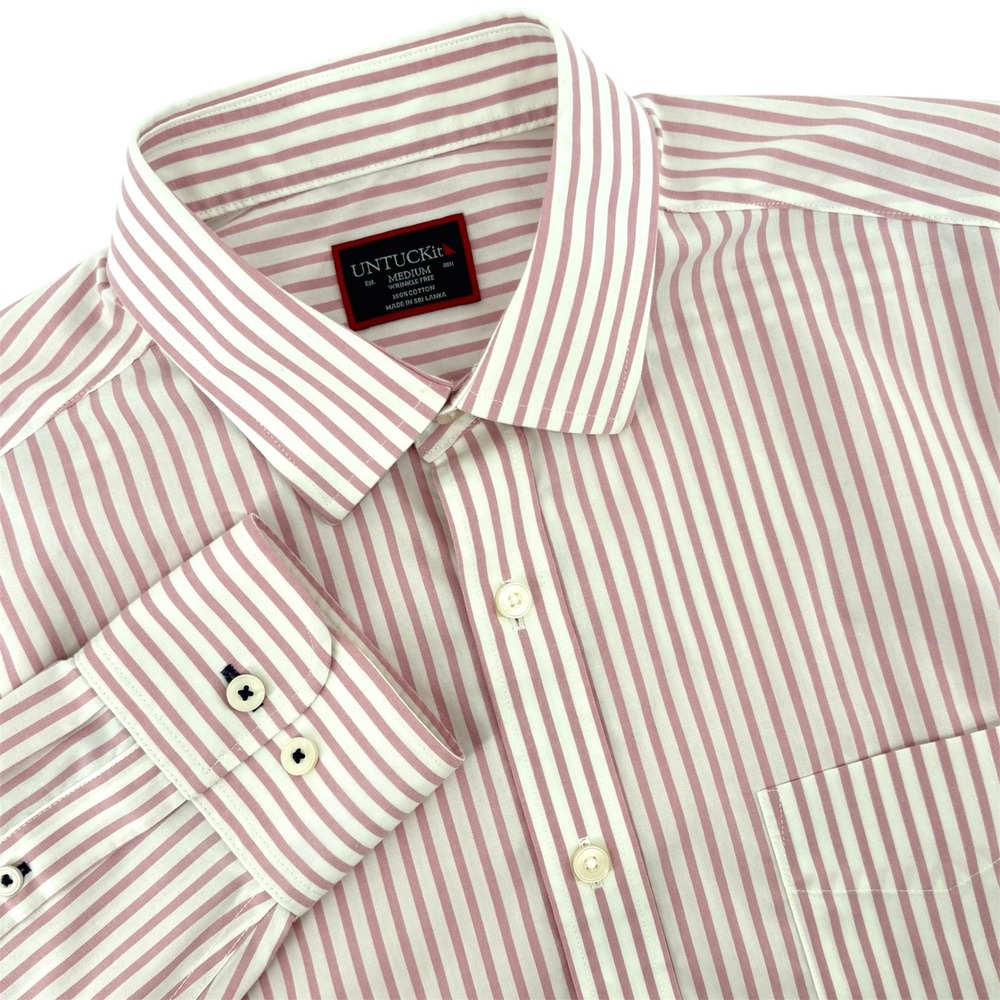 UNTUCKit Sachsen Pink Striped Wrinkle Free Button Down Shirt Mens Medium Regular